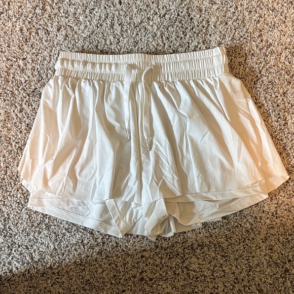 Women's White Flowy Athletic Shorts - Picture 1 of 3
